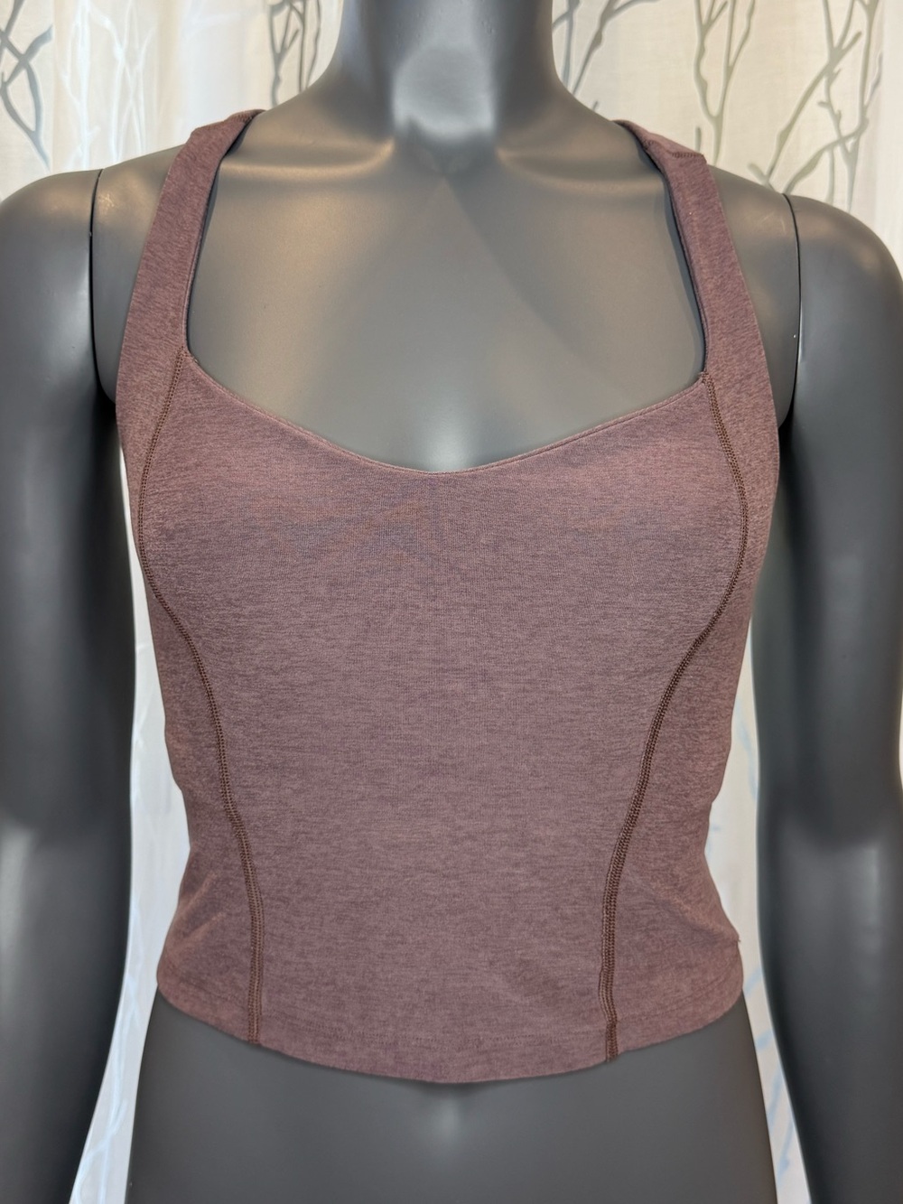 Beyond Yoga Spacedye Intensity Racerback Cropped Tank Woodland Heather Brown M